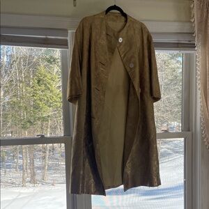 Elegant Gold Brocade Duster Coat